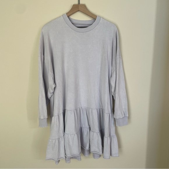 AE Terry Cloth Tiered Mini Sweatshirt Dress Lilac Purple Dress Size Medium - Picture 4 of 4